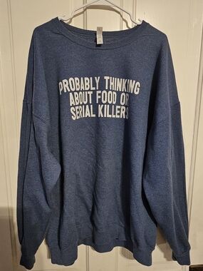 Jerzees Heather Blue Crewneck with White Graphic